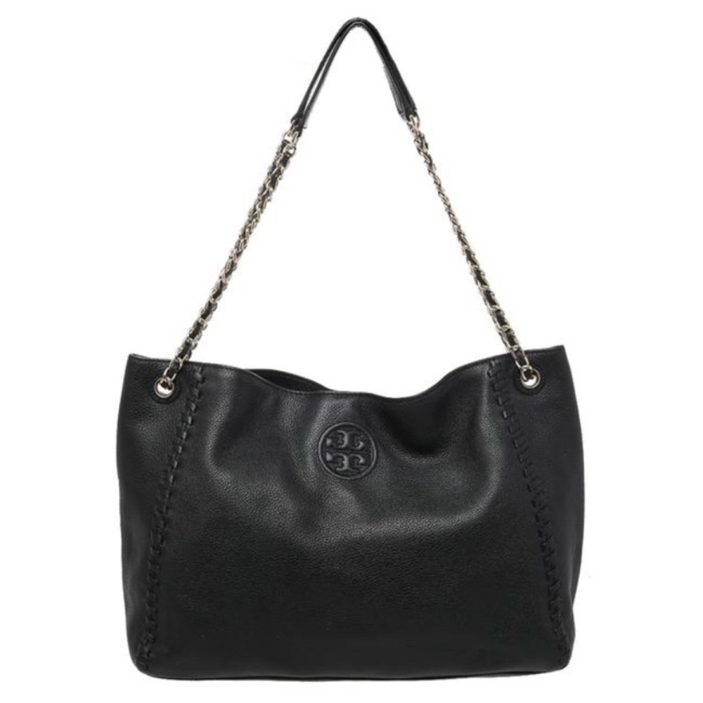 Tory Burch Marion Chain Shoulder Slouchy Black Tote
